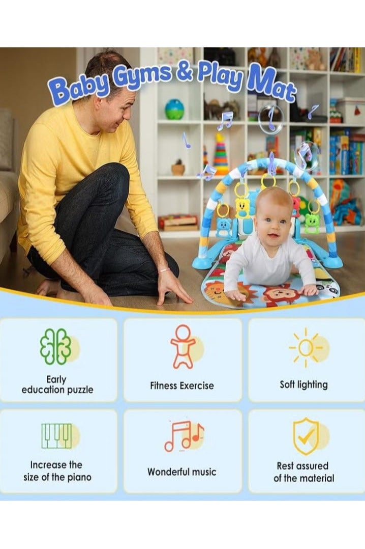 Baby Play Mat, Baby Piano Mat with Music and Lights, Baby Floor Play Mats with Detachable Activity Toys, Early Development Activity Play Mat Gift for Newborns and Toddlers (Cute Animal Shape) - Image 3